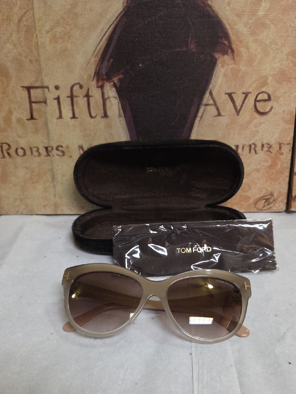 Tom Ford Women's Beige-to-Brown Gradient Sunglasses with Gold Accent